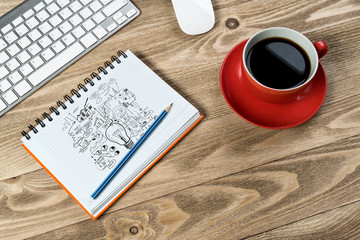 Business workplace with stuff