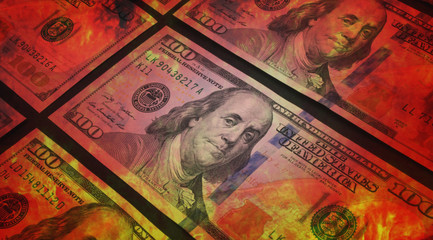 burning dollar bill
