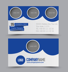 Business card design set template for company corporate style. Blue color. Vector illustration.