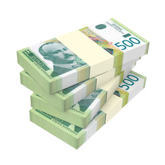 Serbian dinar isolated on white background. Computer generated 3D photo rendering.