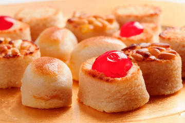 Christmas homemade marzipan in gold base