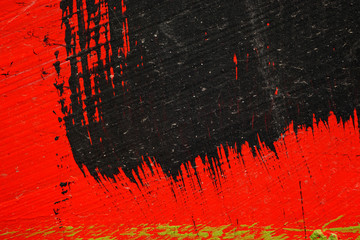 Brushstroke - yellow, black and red acrylic paint - 97896480