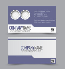 Obraz premium Business card design set template for company corporate style. Purple color. Vector illustration.