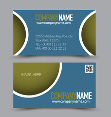 Business card design set template for company corporate style. Blue and green color. Vector illustration.