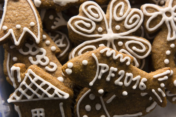 Fish gingerbread with icing and wishes for the New Year