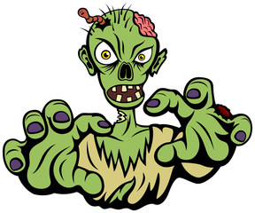 Vector illustration of an angry cartoon zombie.