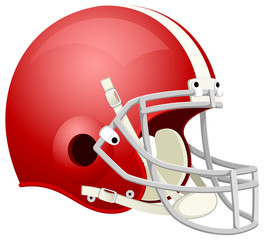 Vector illustration of a red American football helmet.