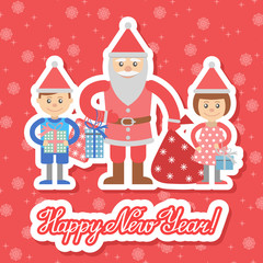 Illustration of Santa Claus with children in a flat style
