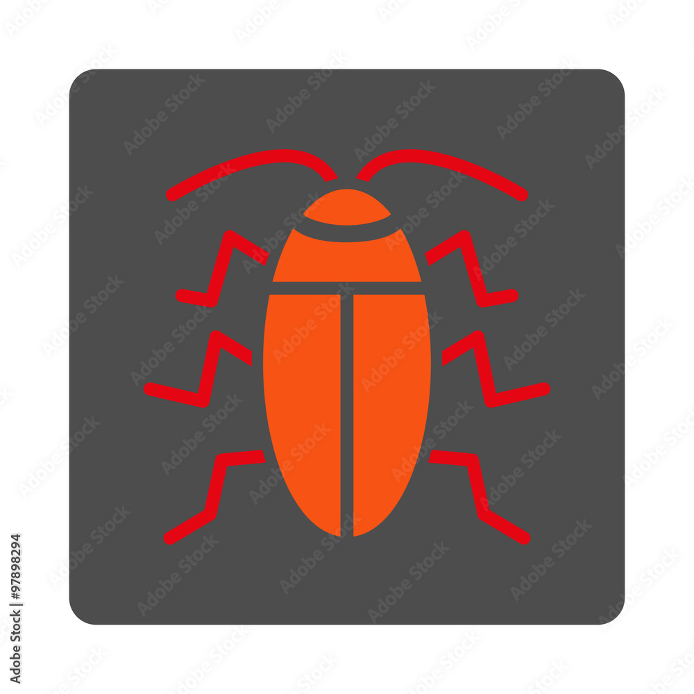 Poster cockroach rounded square button