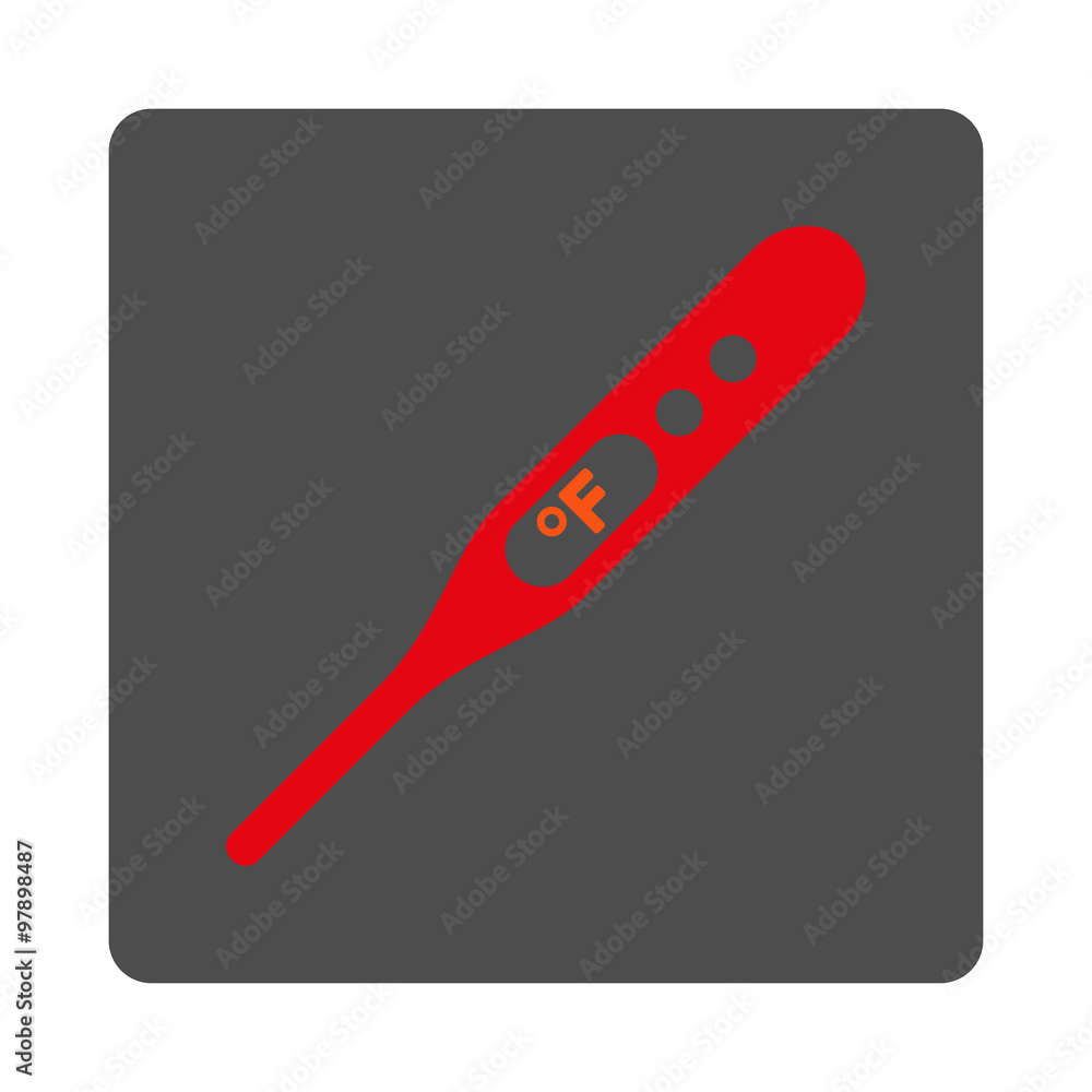Poster fahrenheit thermometer rounded square button
