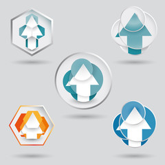 mosaic logo design with arrow element