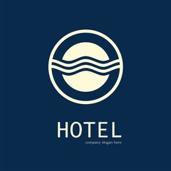Vector of Hotel icon. Hotel resort beach sea sun relaxation. Business icon for the company.