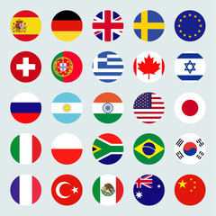 Circle flags vector of the world. Flags icons in flat style.