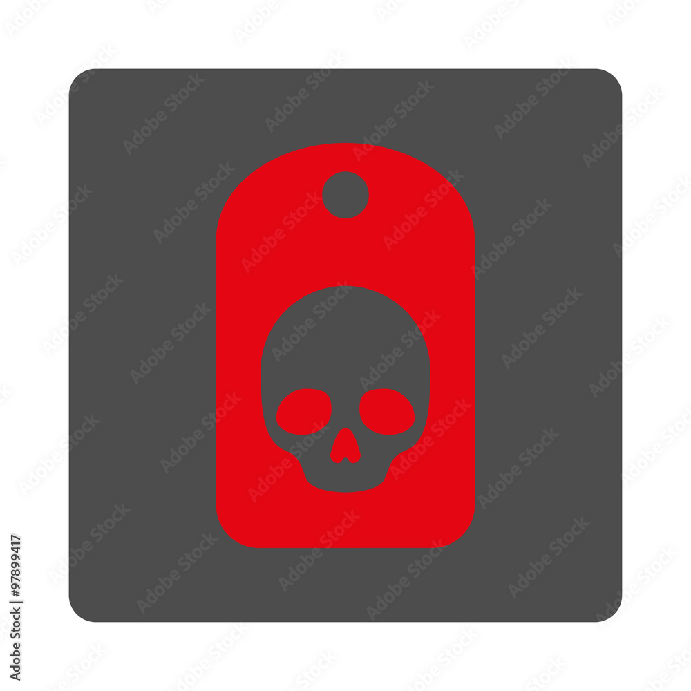 Poster skull label rounded square button