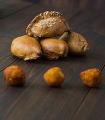 empanadas - Argentine fried meat pies.wooden background