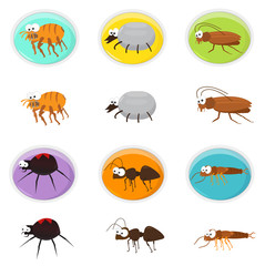 Cartoon pests - Cute Icon set of cartoon pests. Eps10