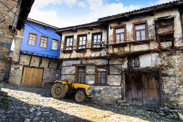 a narrow street view of 700 years old Ottoman village. The historical texture of the village has...