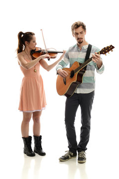Couple playing music