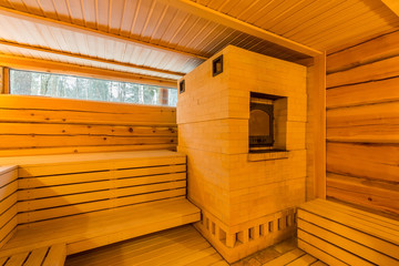 A wood-heated sauna