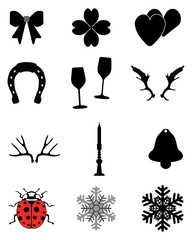 Collection of twelve different winter icons, vector