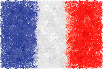 Flag of France whith snowflakes