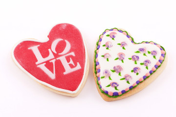 Two heart-shaped cookie and 