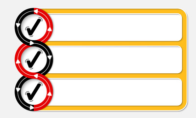 Obraz premium Three connected frames for your text and check box