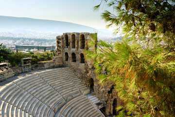 Fototapeta premium Ruins of ancient theater under Acropolis of Athens, Greece