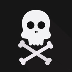 Illustration of a long shadow icon with a skull