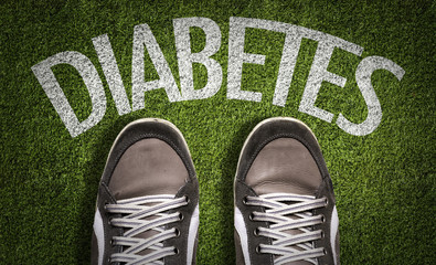 Top View of Sneakers on the grass with the text: Diabetes