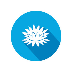 Lily flower icons. Water-lilies floral symbol. Round circle flat icon with long shadow. Vector