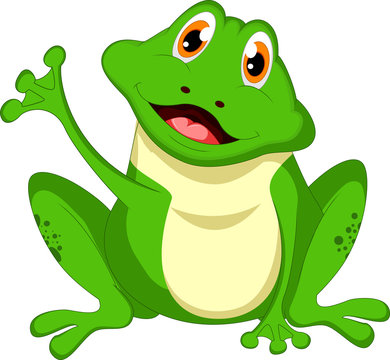 funny frog waving cartoon