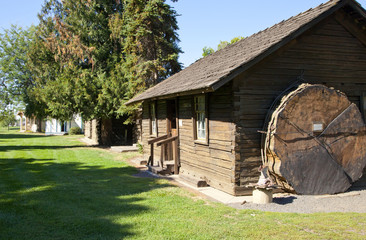 Old cabins at Fort Walla Walla, Washington, USA, 2015.