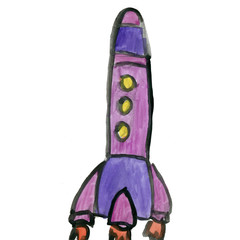 Blue Rocket isolated on white background