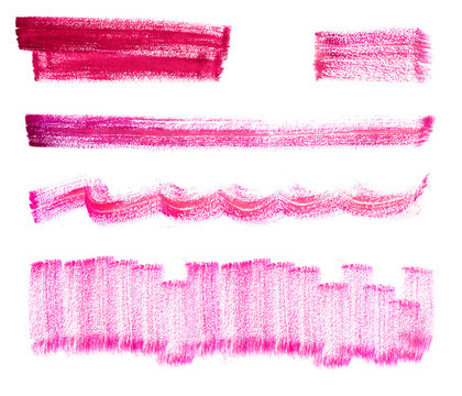 Set of rose watercolor brush strokes.