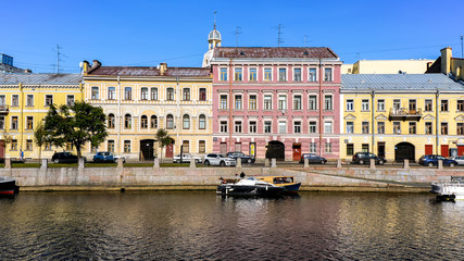 Fototapeta na wymiar Riverside Fontanka in Saint Petersburg, Russia