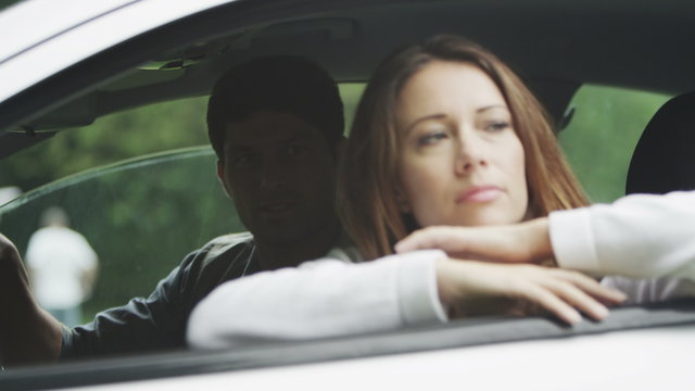  Unhappy Couple Arguing In Car