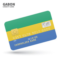 Credit card with Gabon flag background for bank, presentations and business. Isolated on white