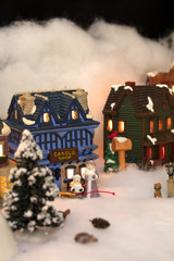 Miniature Christmas Village Scene