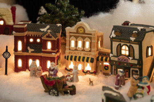 Miniature Christmas Village Scene