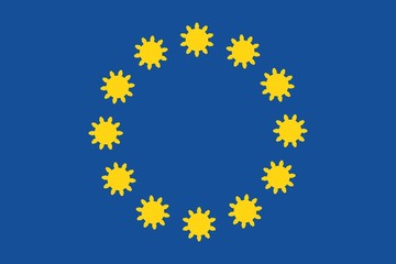 European Union flag with gears instead stars