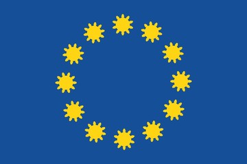 European Union flag with gears instead stars