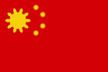 China flag with gears instead stars