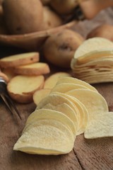 fresh potatoes with potato chips
