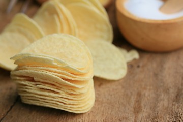 fresh potatoes with potato chips