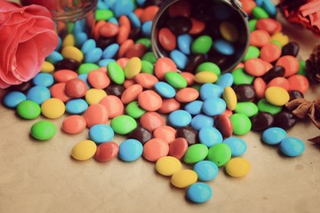 Fototapeta na wymiar tasty candy chocolate colorful