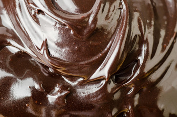 Close up of dark chocolate sauce texture background