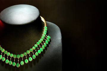 Beautiful Jade necklace on dark background