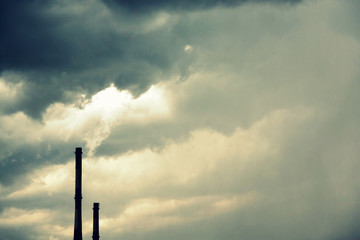 Beautiful dramatic sky over power plant