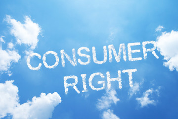 "Consumer right" cloud word on sky.